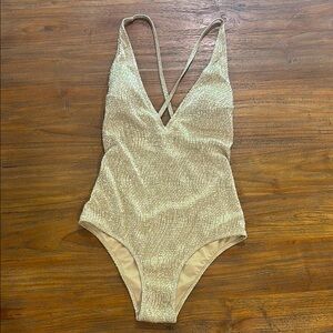 H&M Shimmery Gold One-Piece Swimsuit